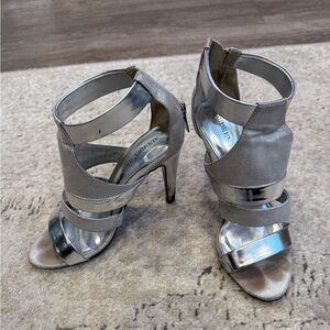 Audrey Brooke Silver Strappy Heels for Women